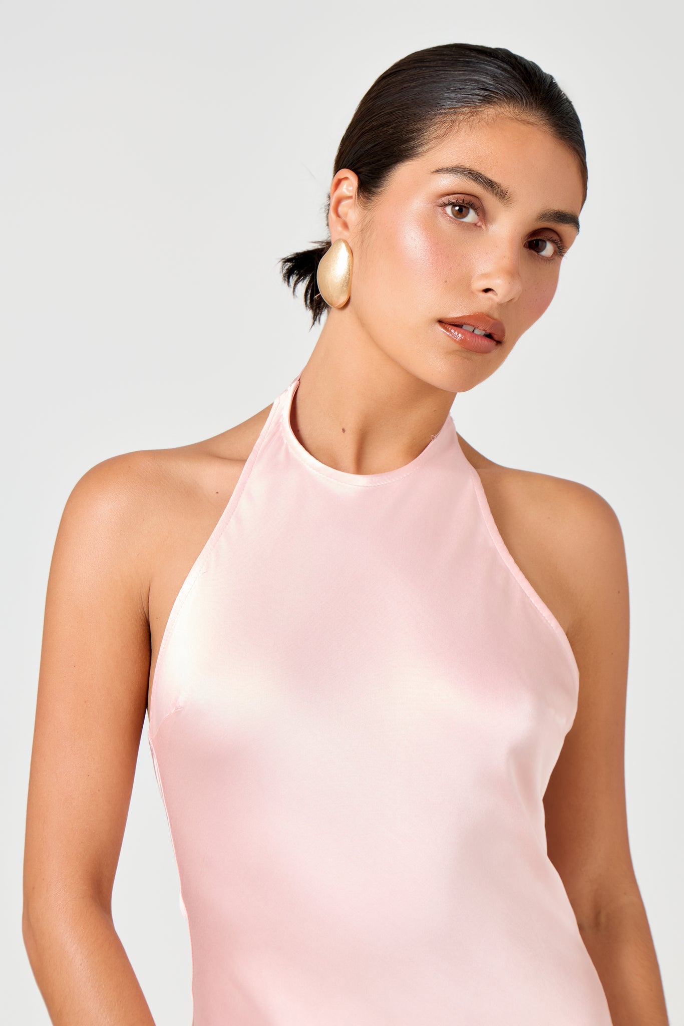 infinity dress halter neck LaDivine CD323 High Slit A-Line Infinity Dress