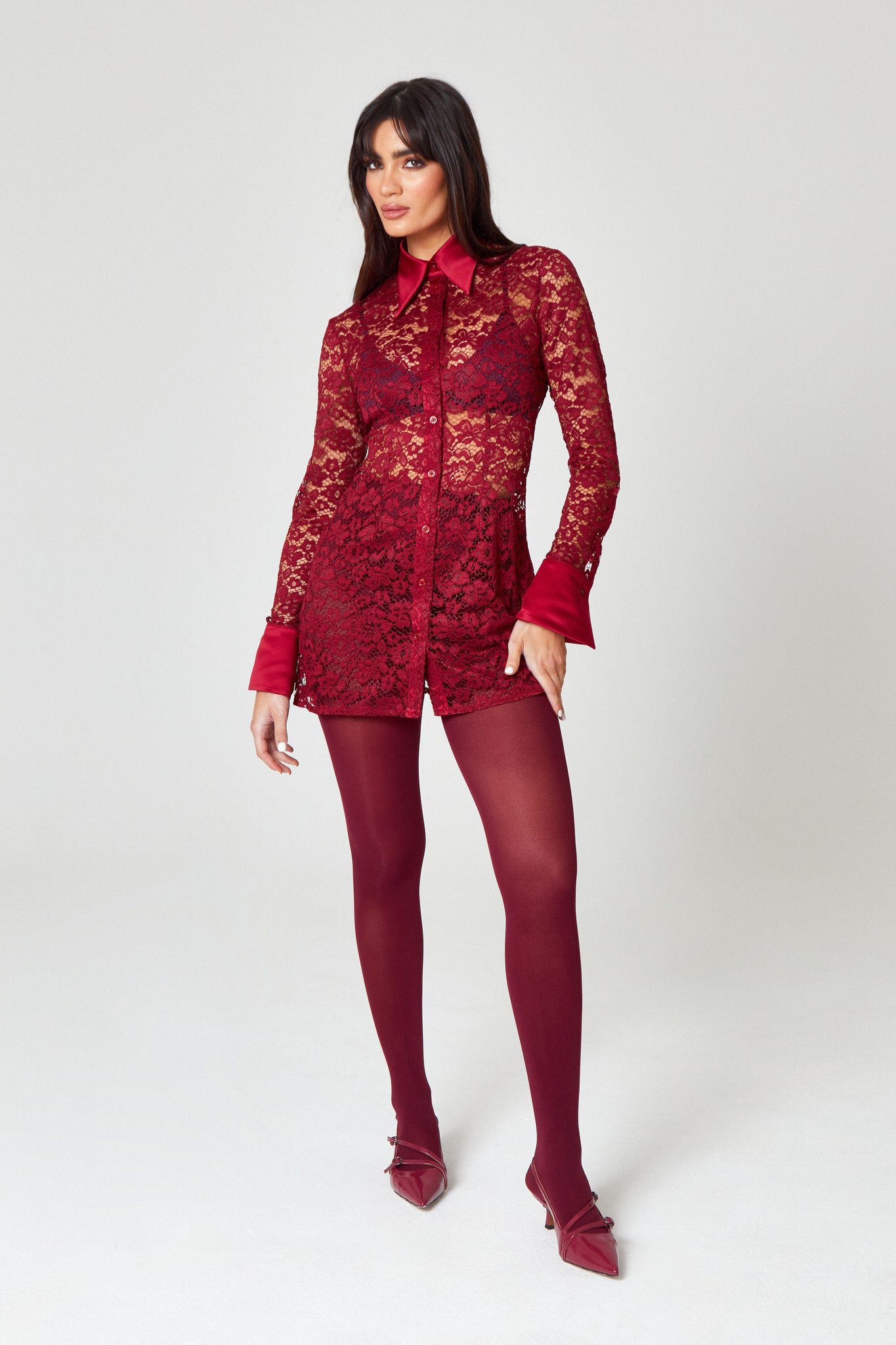 red lace shirt dress Floor Length Lace Shirt Dress, Occassion Tissue Lace Outfit, Casual African Work Tunic, Trent Wedding Guest Maxi, Minimalist Church Gown