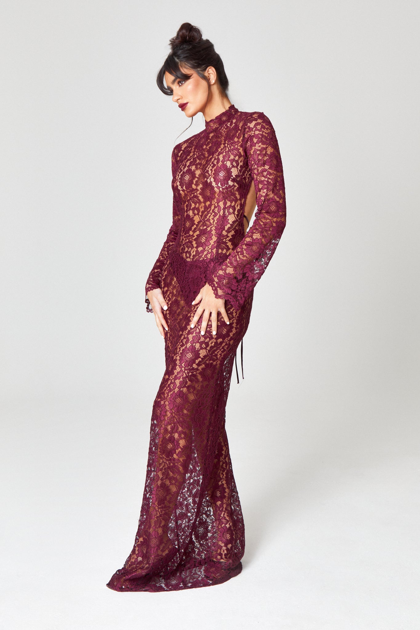 Oxblood Lace Maxi Dress Hyphen Oxblood Lace Maxi Dress Hyphen