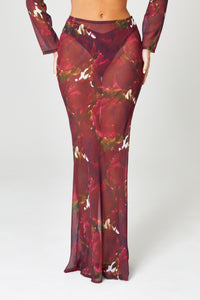 Burgundy Floral Maxi Skirt