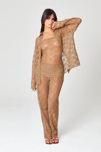 Taupe Lace Longline Top