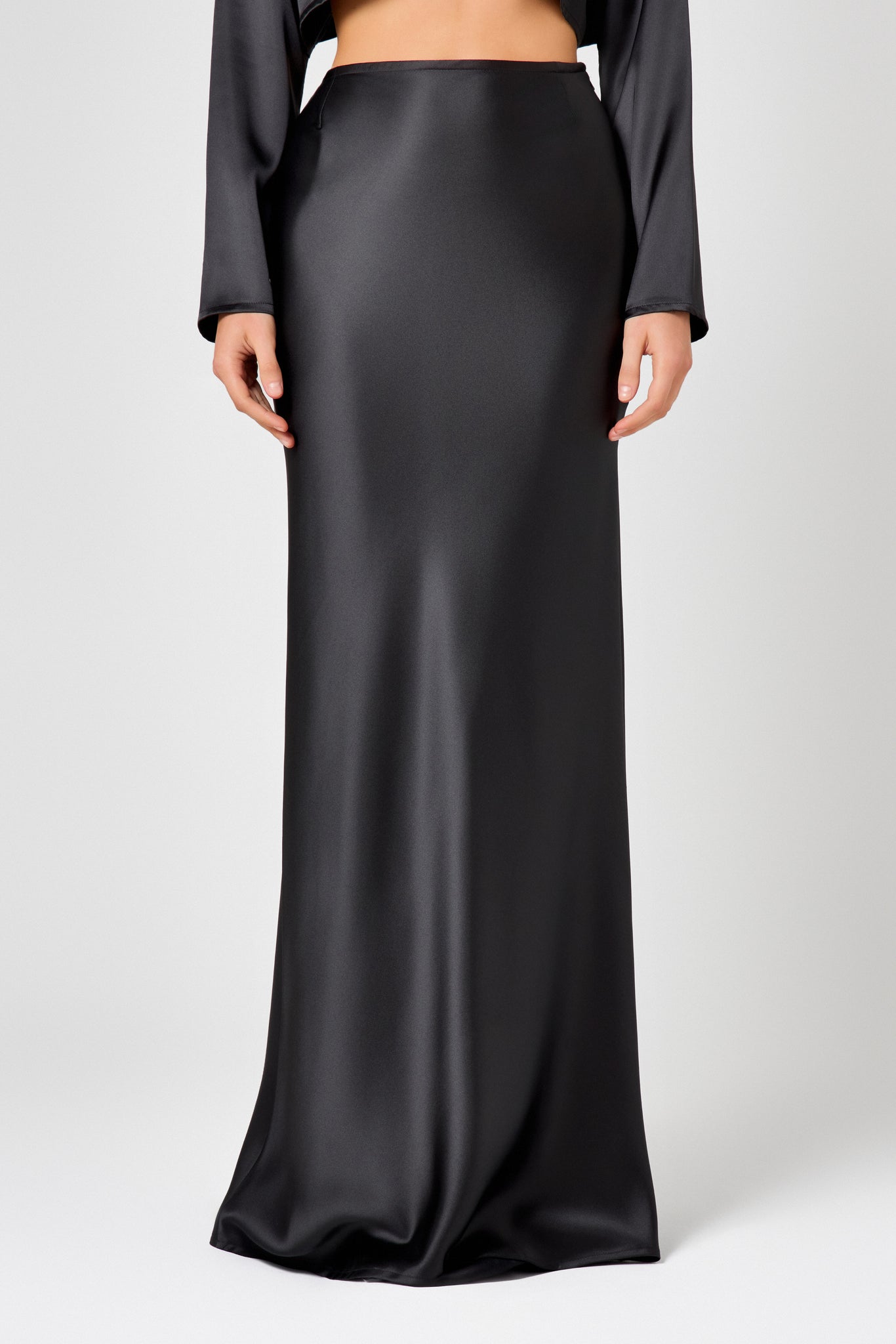 Black Satin Maxi Skirt