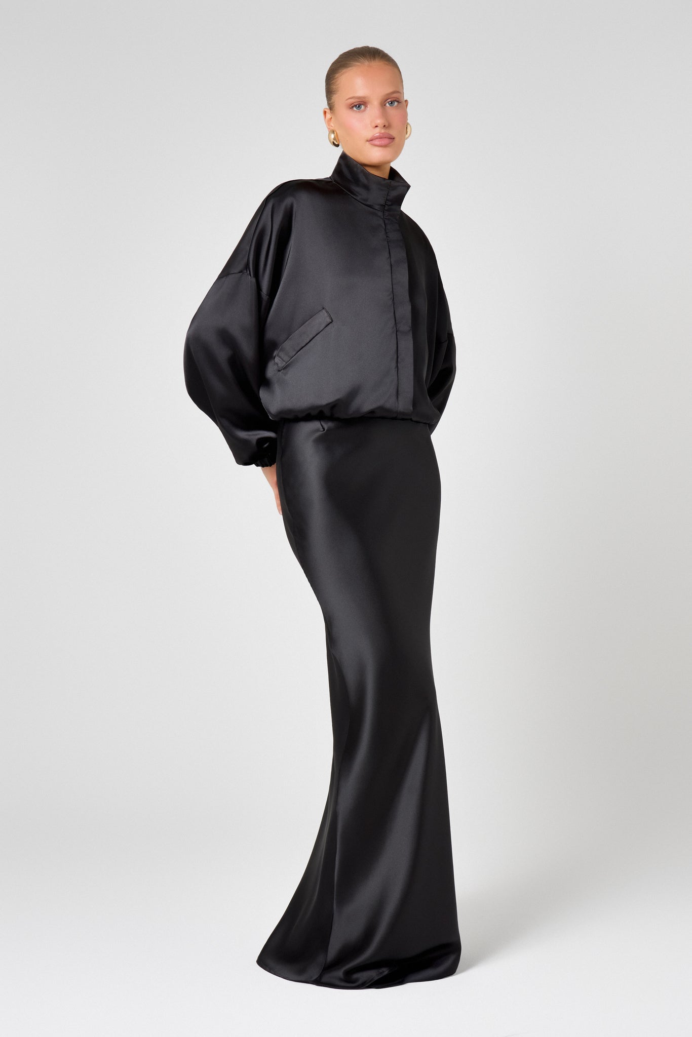 Black Satin Maxi Skirt