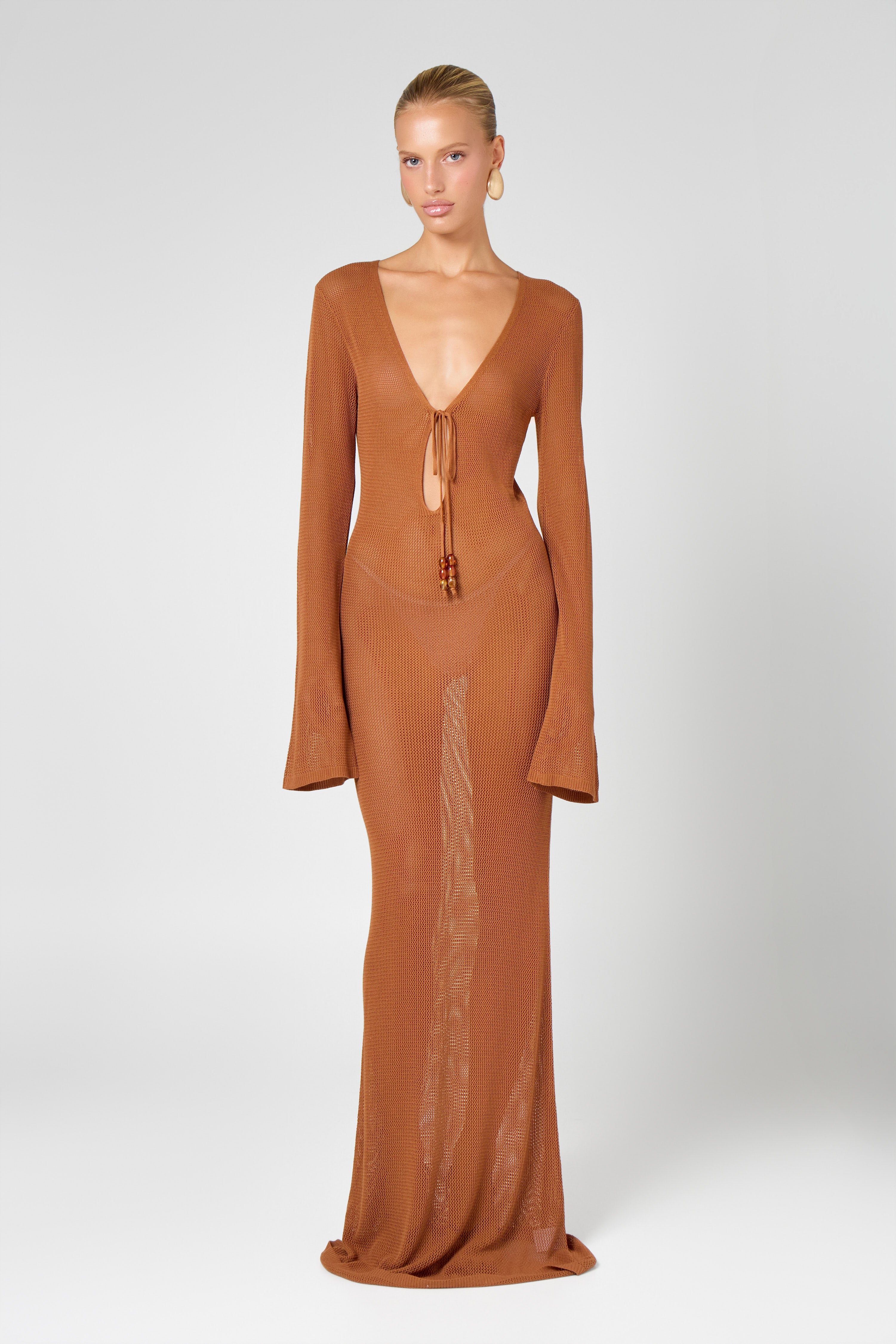 Brown Knit Maxi Dress – Hyphen