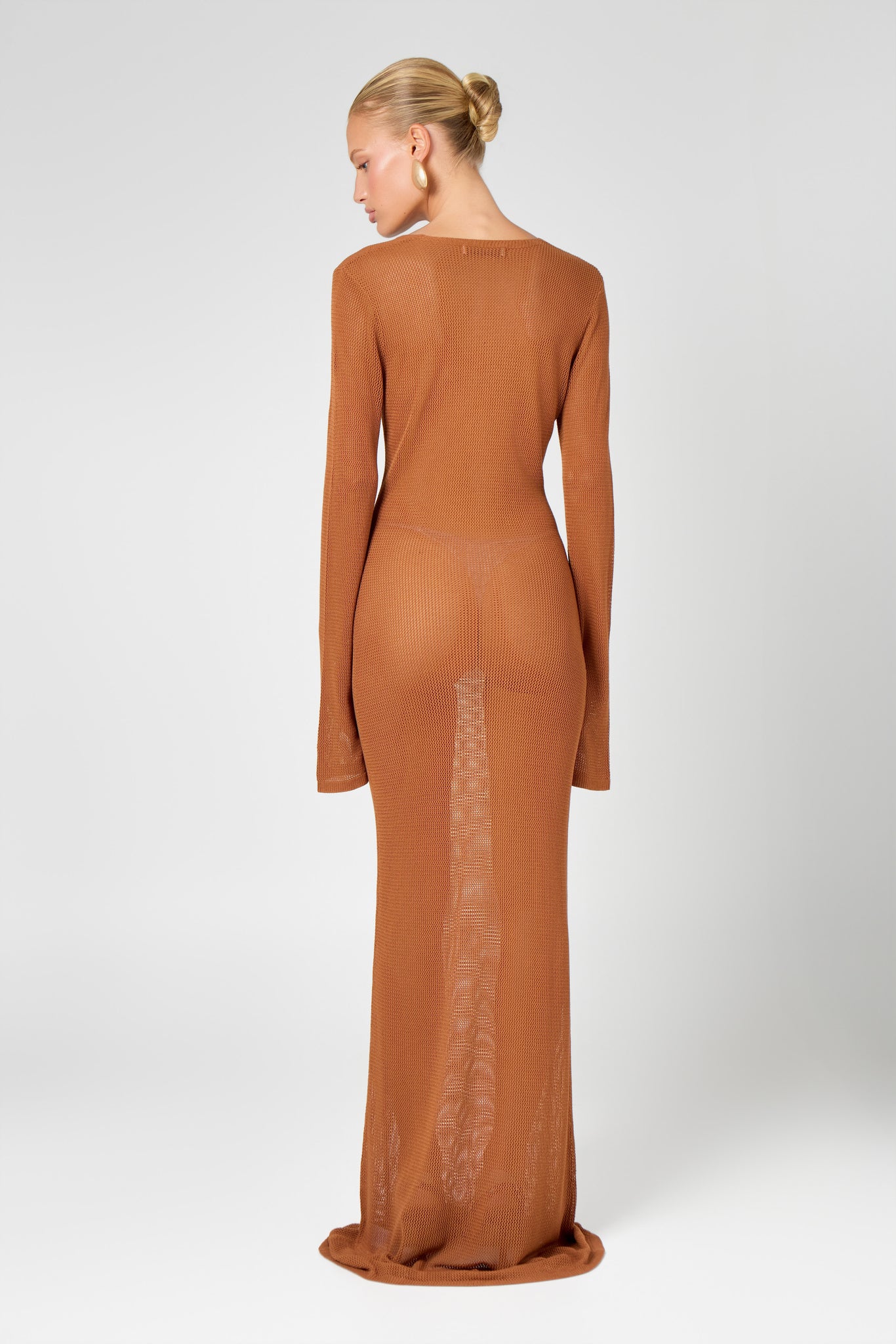 Brown Knit Maxi Dress Hyphen Brown Knit Maxi Dress Hyphen
