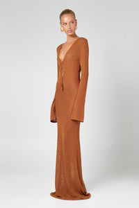 Brown Knit Maxi Dress