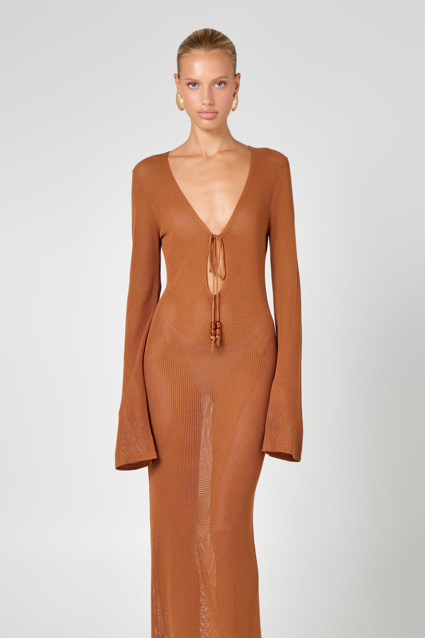 Brown Knit Maxi Dress