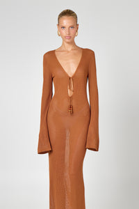 Brown Knit Maxi Dress