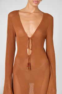 Brown Knit Maxi Dress