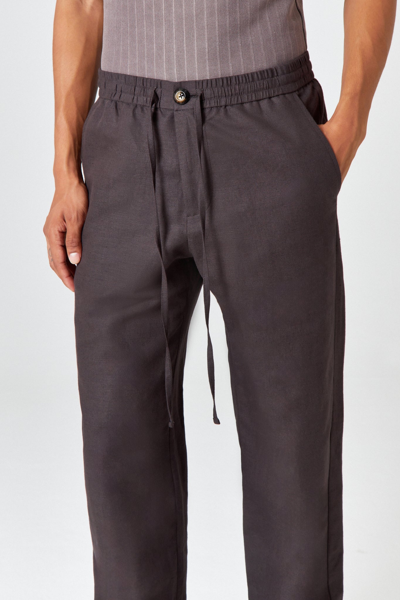 Homme Charcoal Linen Trouser