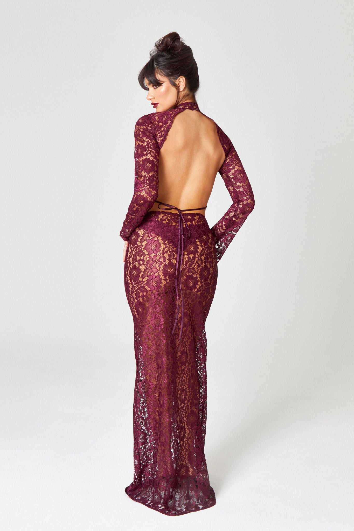 Oxblood Lace Maxi Dress Hyphen Oxblood Lace Maxi Dress Hyphen