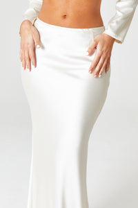 Ivory Satin Maxi Skirt