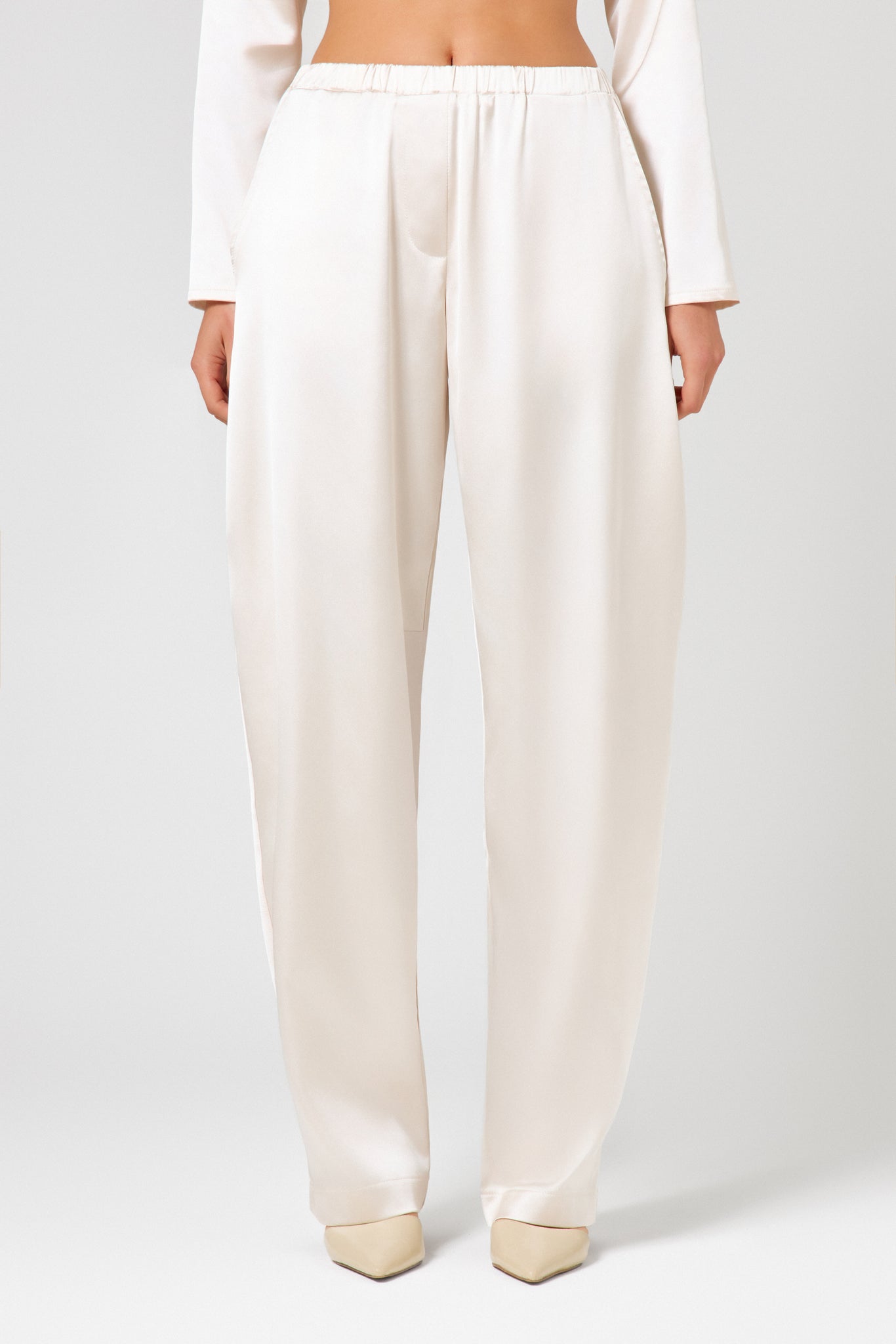Ivory Satin Trouser