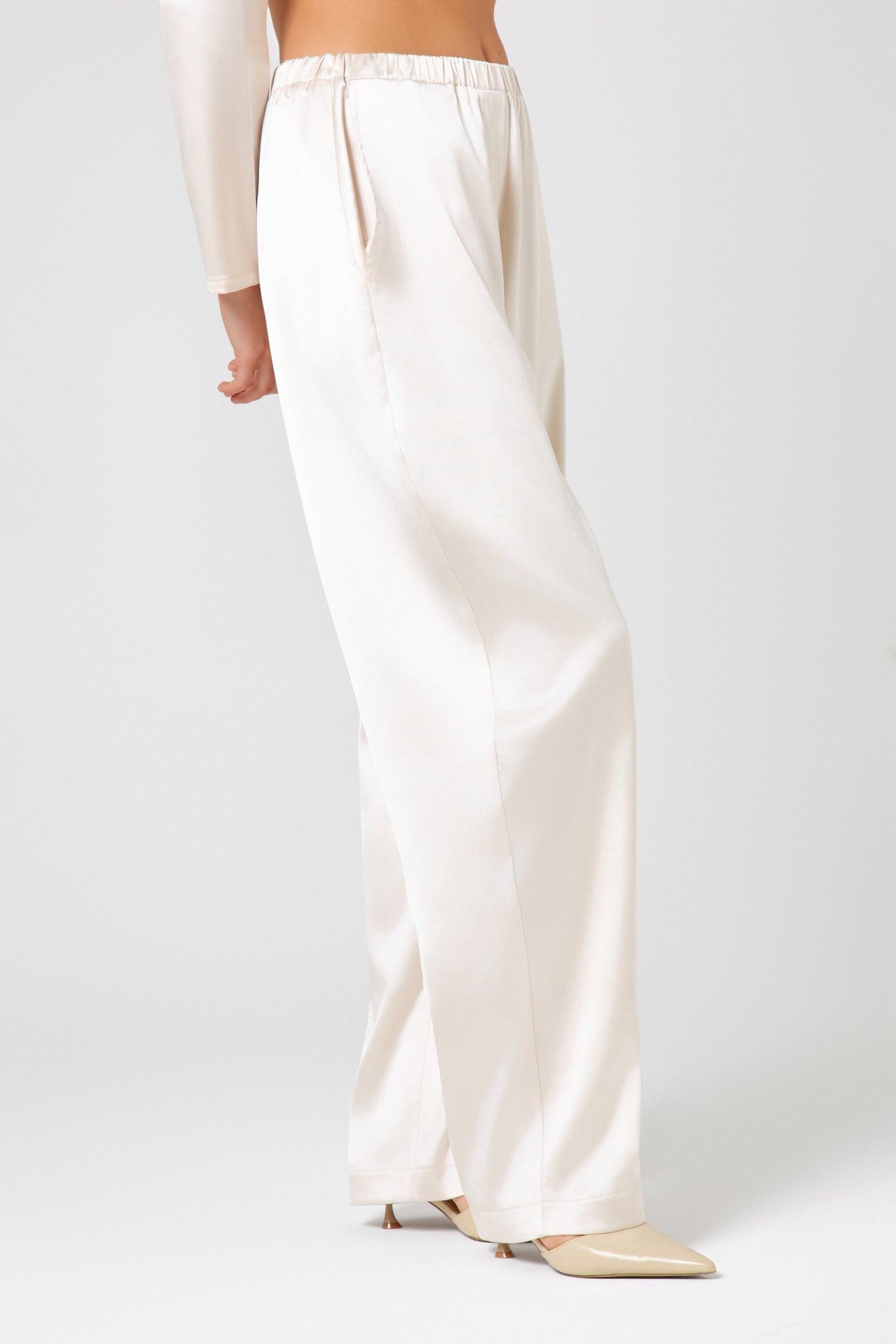 Ivory Satin Trouser