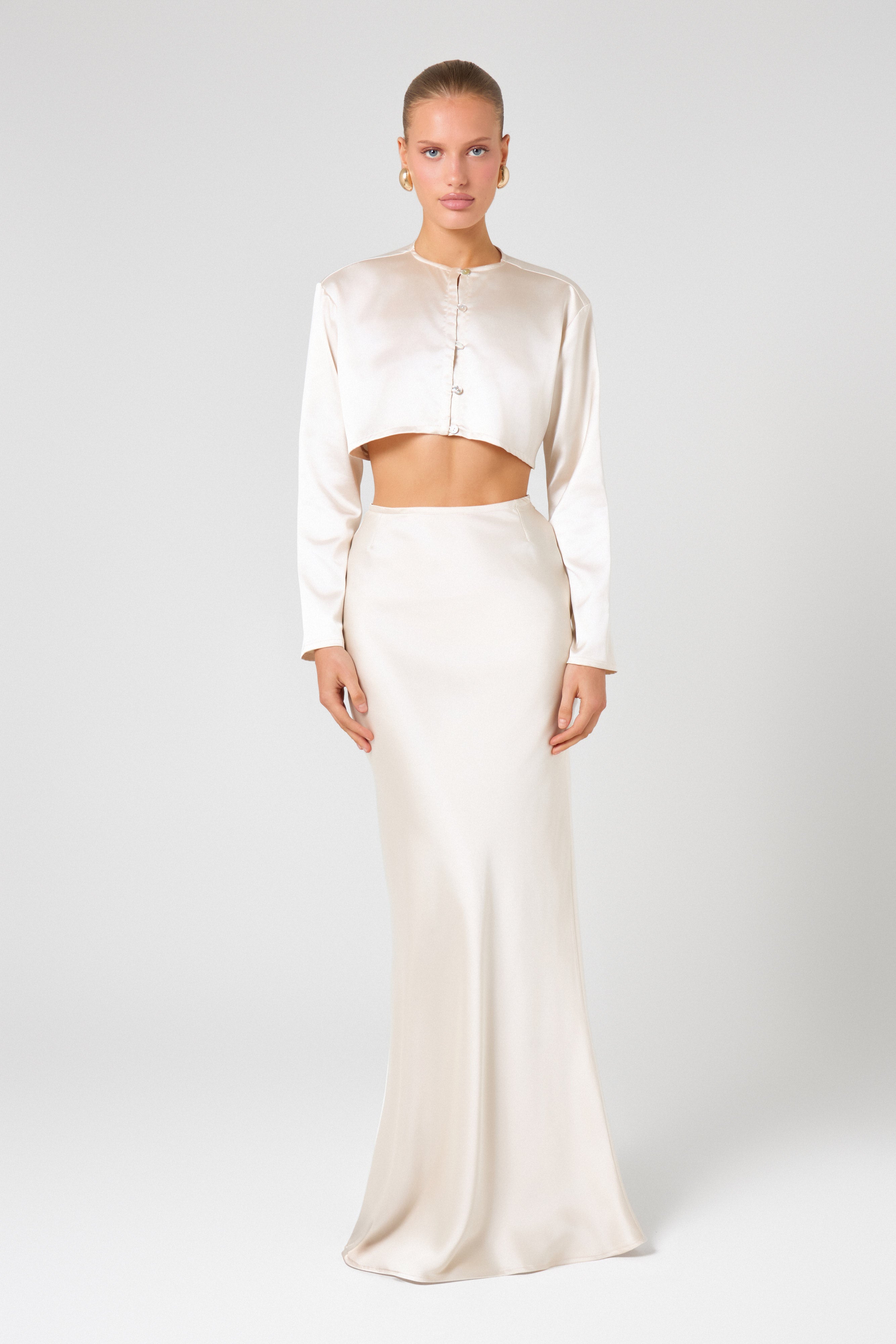 long sleeve maxi dress with belt Long Sleeve Maxi Dress in Black