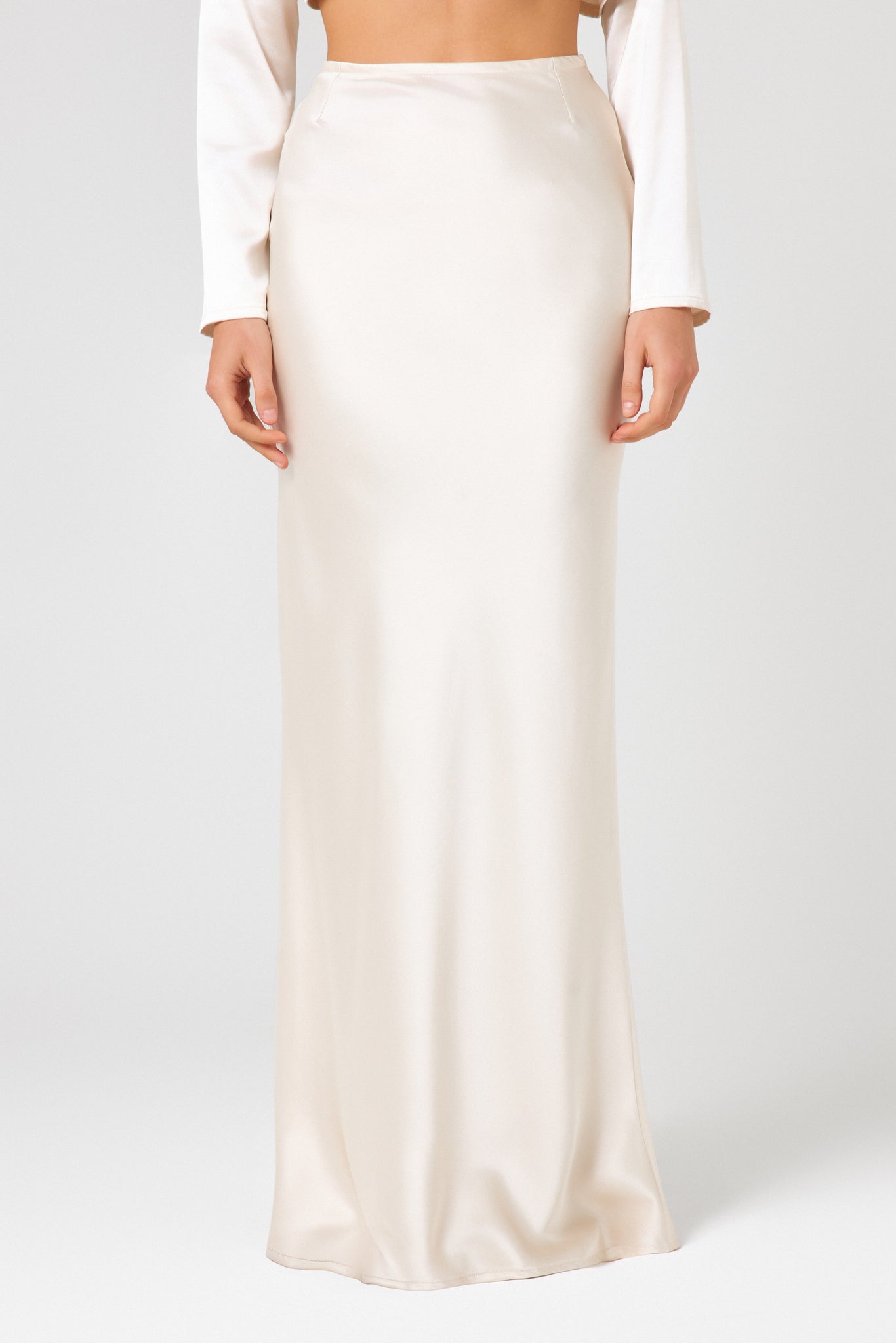 Ivory Satin Maxi Skirt