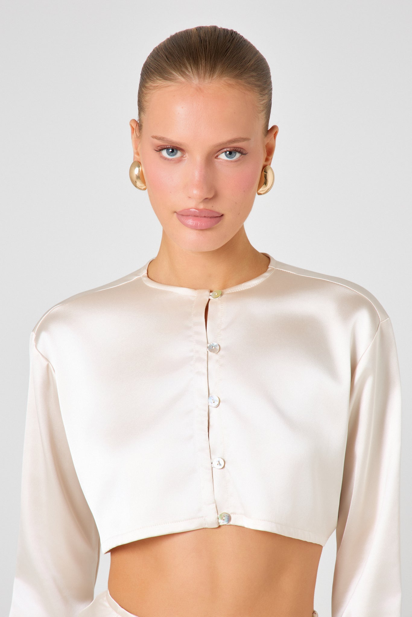 Ivory Satin Blouse