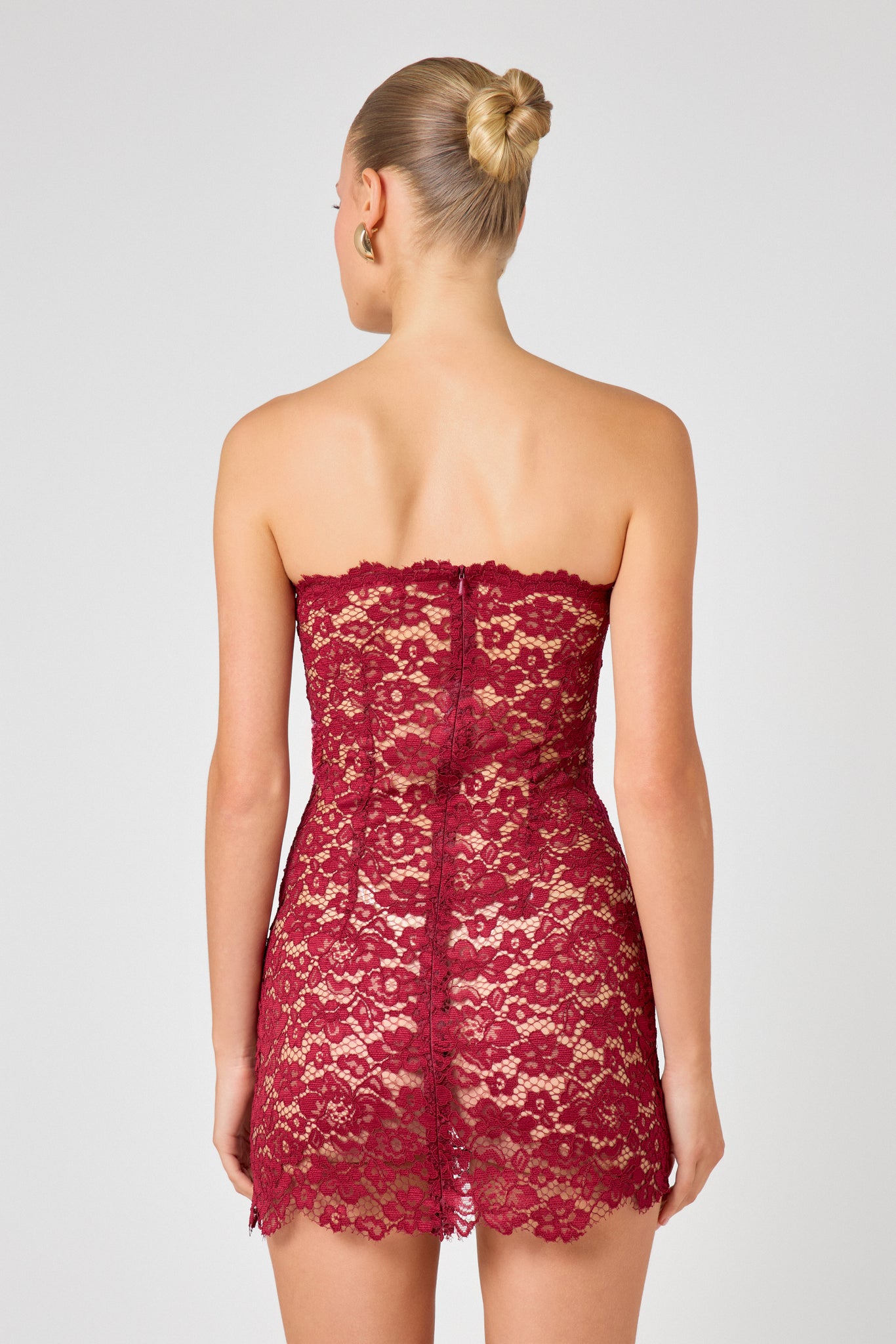 Burgundy Lace Unlined Mini Dress Hyphen Burgundy Lace Unlined Mini Dress Hyphen