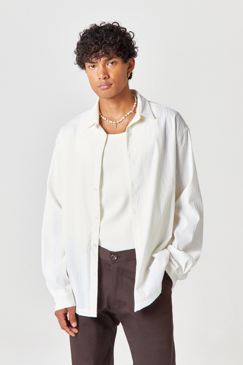 Homme Pinstripe Oversized Shirt – Hyphen