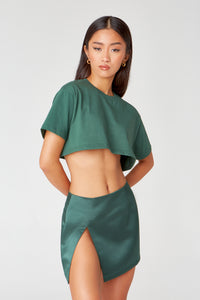 Green Split Mini Skirt