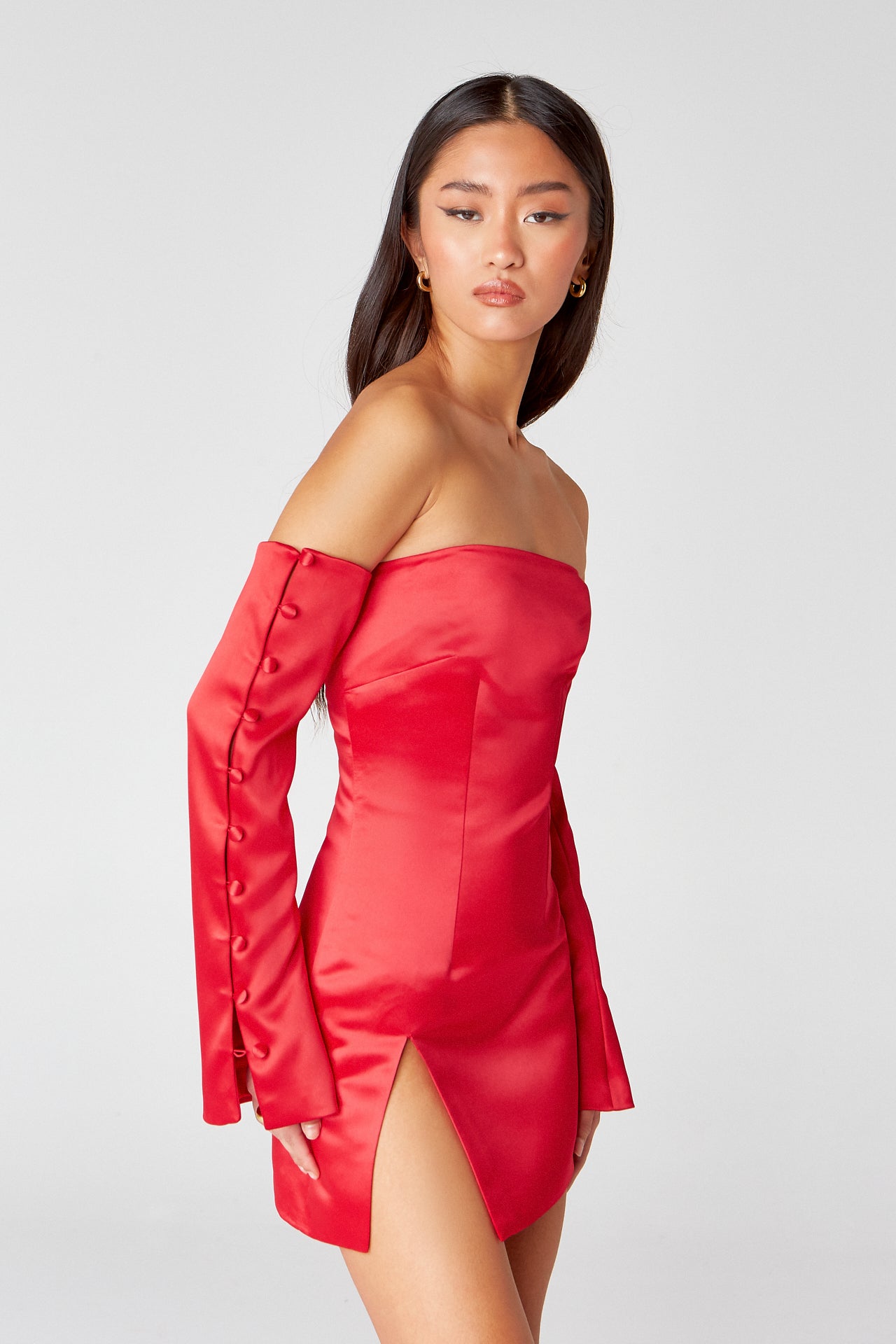 Red Off-Shoulder Mini Dress – Hyphen - Main Image